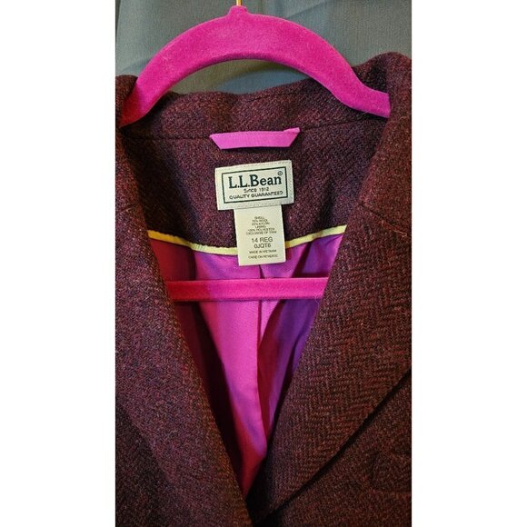 L.L. Bean Vintage Short Maroon 14 Regular Wool Tweed Blazer - Picture 5 of 7